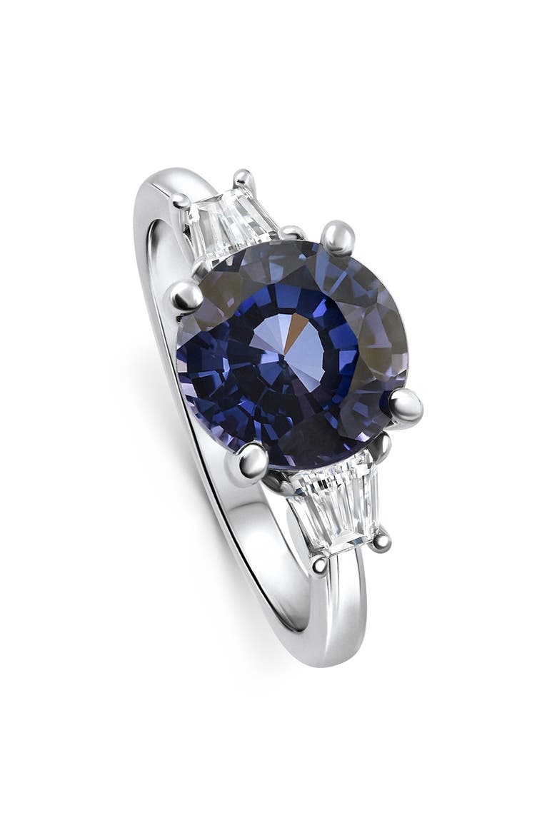 4 3/4Ct Blue Sapphire & Diamond Engagement Anniversary Ring Gold Lab Grown, Alternate, color, 10k White Gold