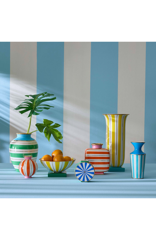 Jonathan Adler Portofino Square Vase In Orange/white Stripes