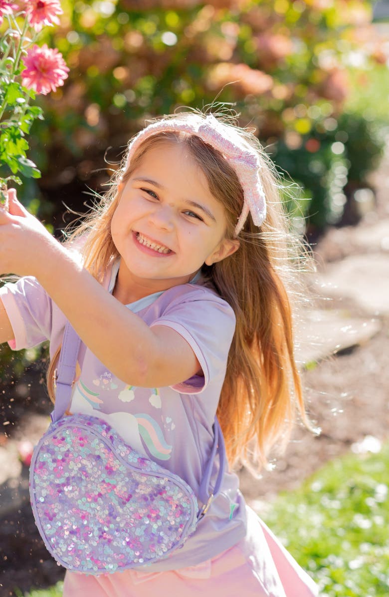 Bits & Bows Tweed Girls' Bow Headband, Alternate, color, Pink/White
