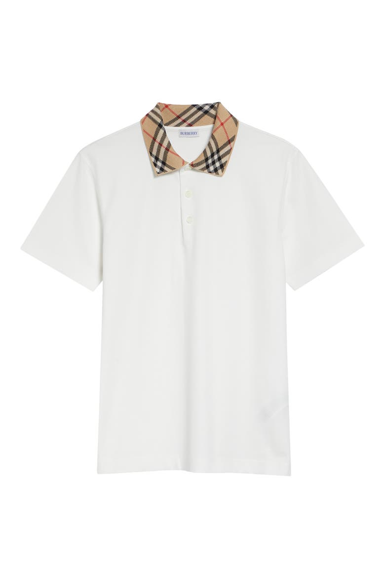 Evan Check Collar Cotton Piqué Polo, Alternate, color, WHITE