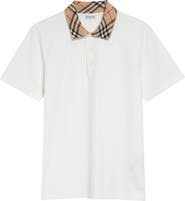 Burberry Evan Check Collar Cotton Piqué Polo