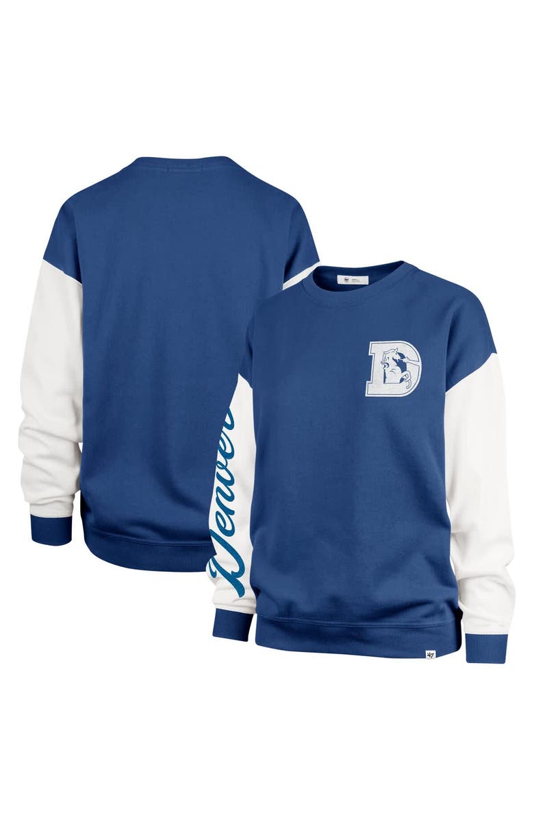 '47 Women's '47 Navy Denver Broncos Double Header Rise Andie Pullover Sweatshirt, Alternate, color,