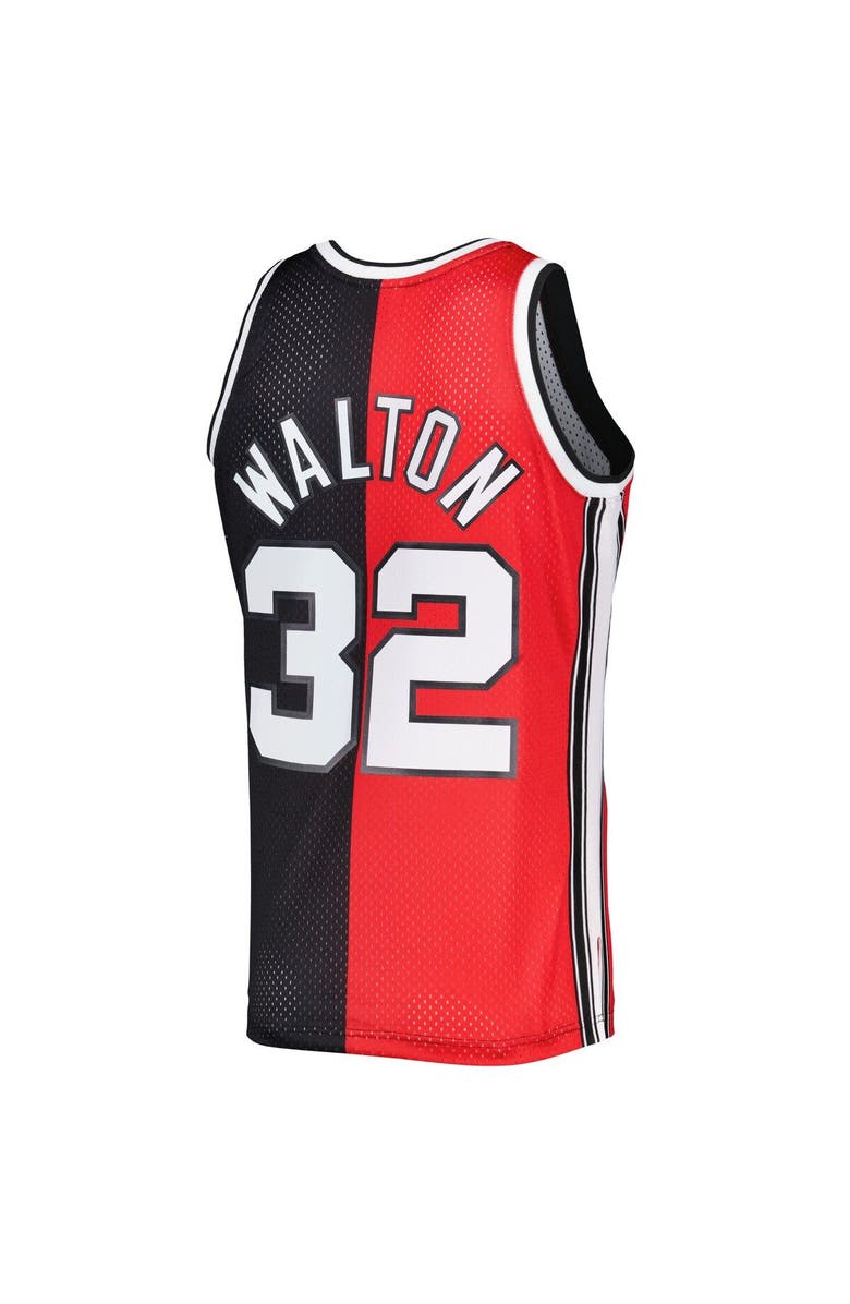 Mitchell & Ness Men's Mitchell & Ness Bill Walton Red/Black Portland Trail Blazers Hardwood Classics 1976/77 Split Swingman Jersey, Alternate, color, 