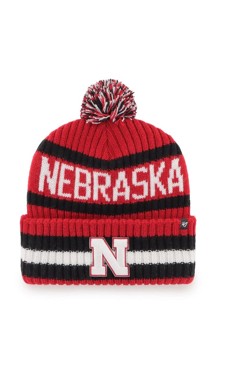'47 Men's '47 Scarlet Nebraska Huskers Bering Cuffed Knit Hat with Pom, Main, color, Scarlet