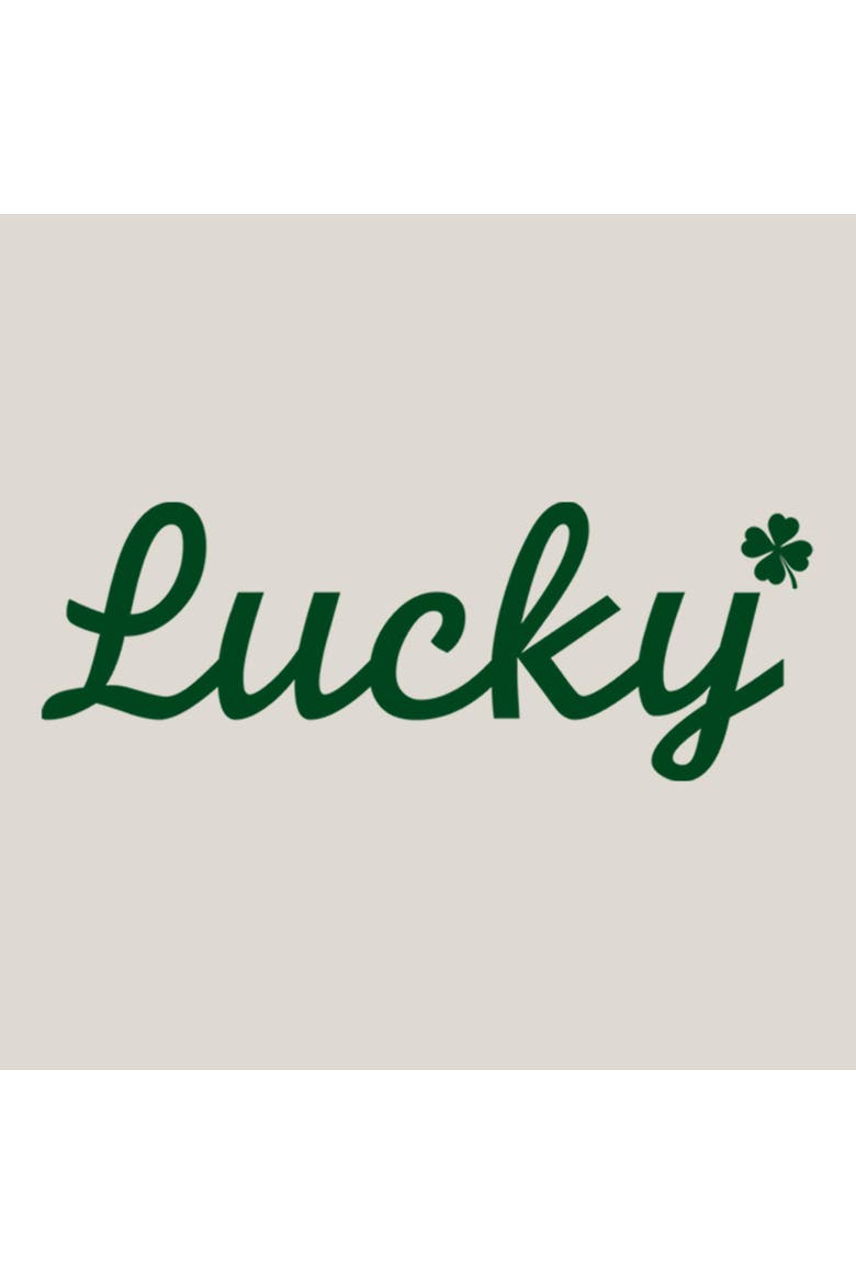 Junior's Green Lucky Shamrock Long Sleeve Oversized Sweatshirt, Alternate, color, Egret