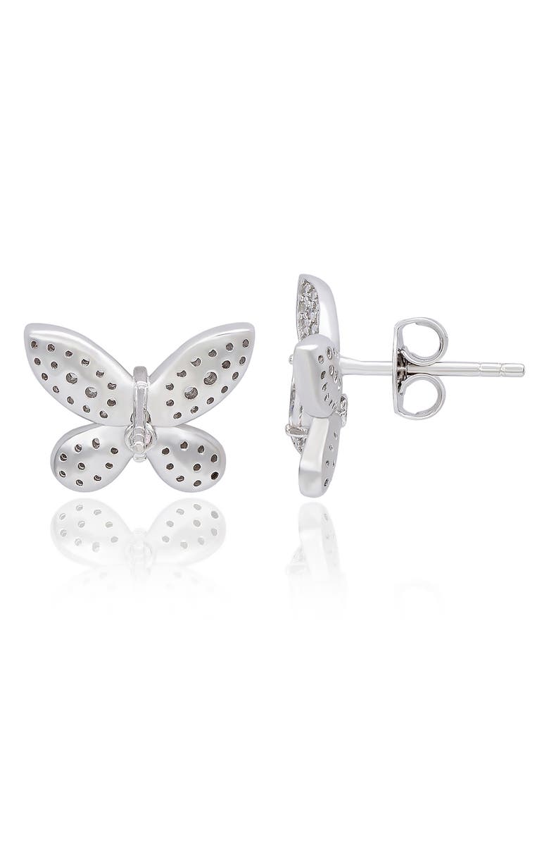 SUZY LEVIAN Cubic Zirconia Butterfly Stud Earrings, Alternate, color, White/ Silver