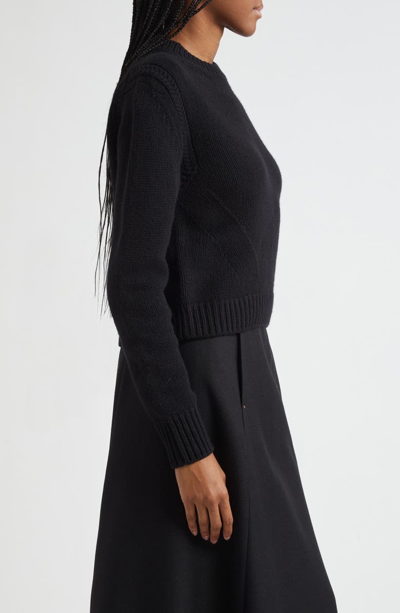 Moncler Wool & Cashmere Crewneck Sweater, Alternate, color, Black