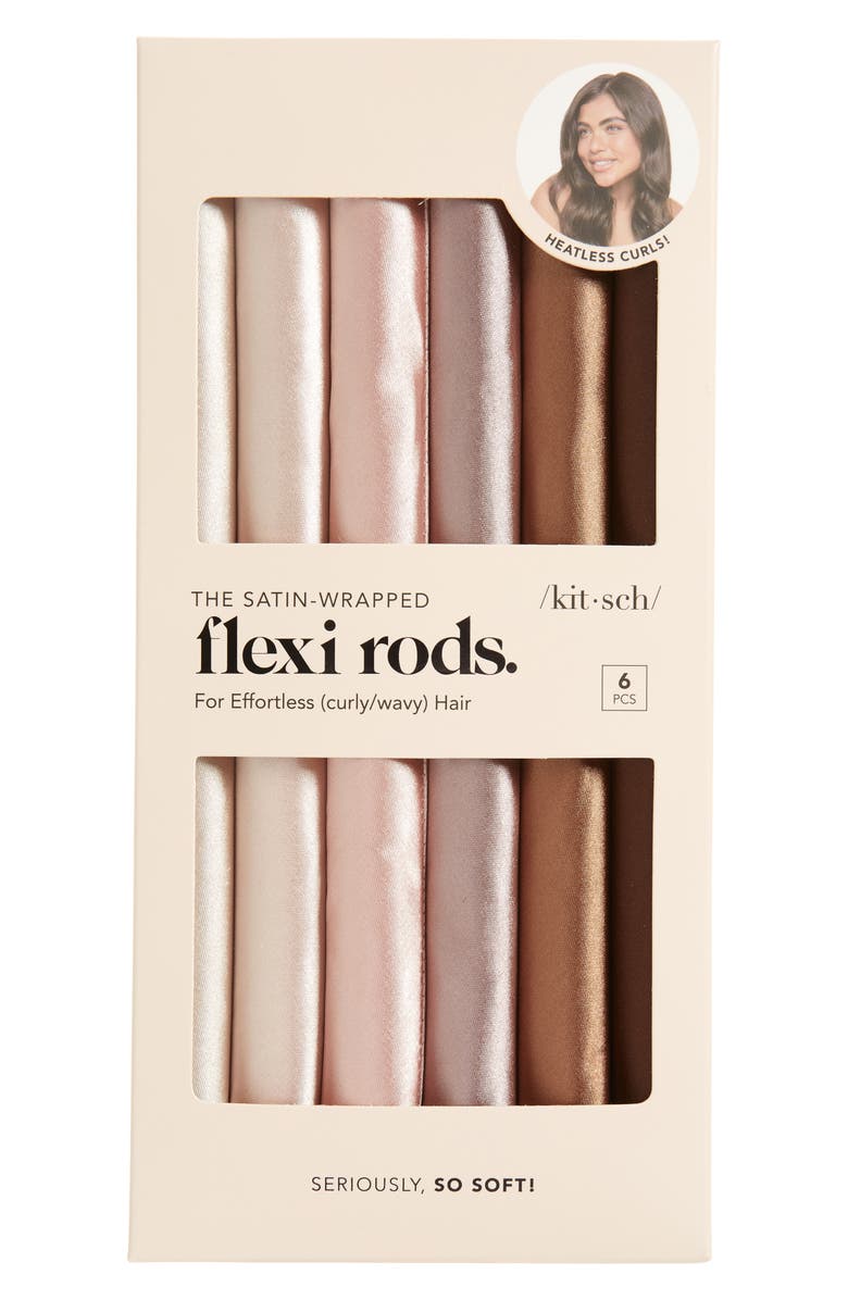 Kitsch 6-Pack Satin Wrapped Flexi Rods, Main, color, Rosewood