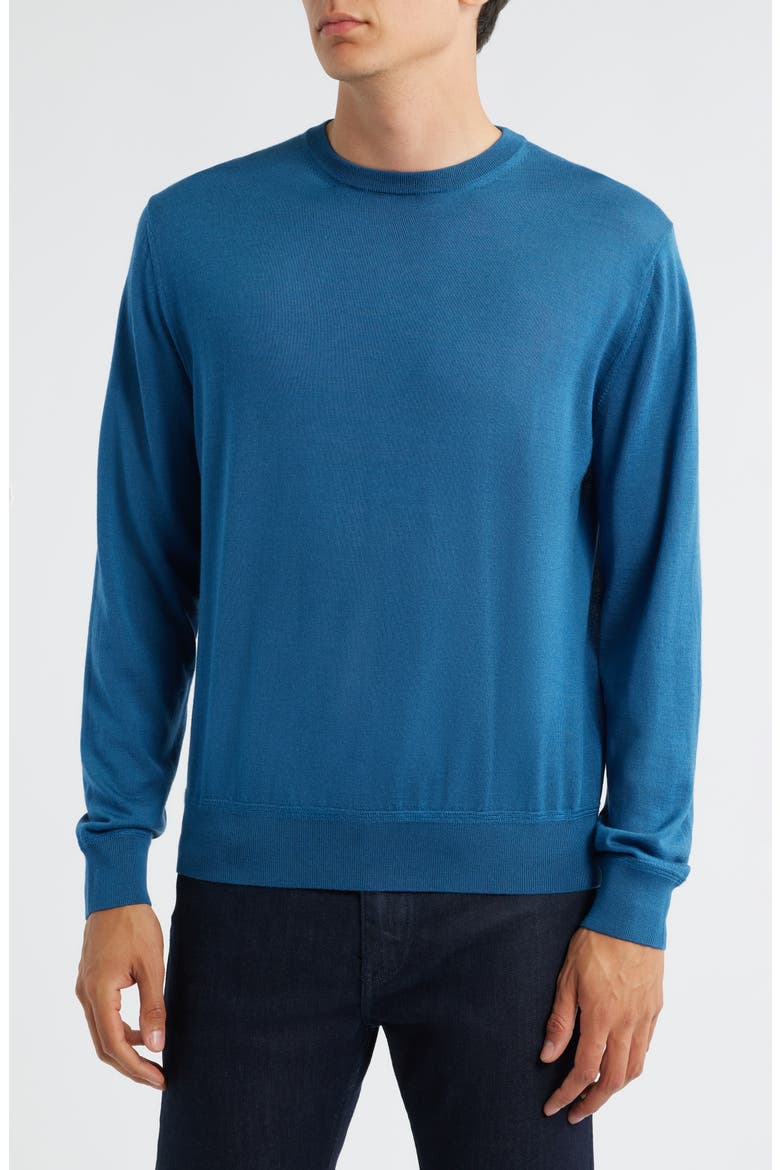 Wool, Silk & Cashmere Crewneck Sweater, Main, color, BLUE