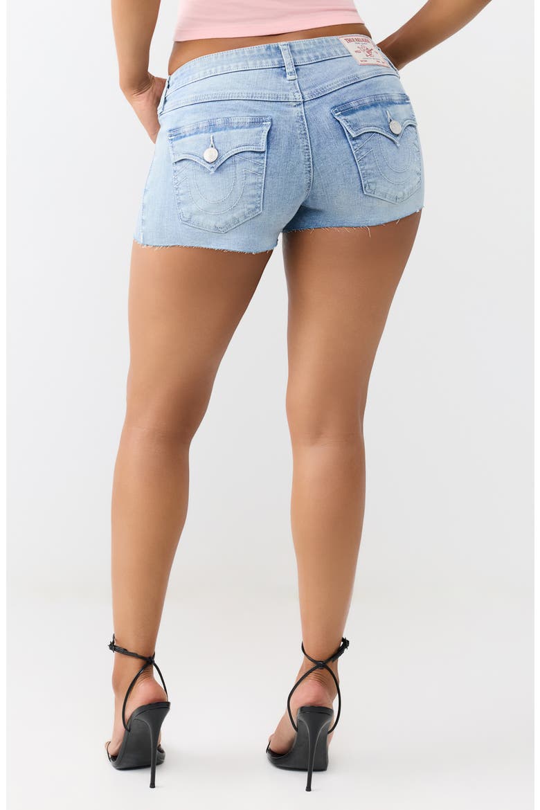 Joey Low Rise Flap Shorts, Alternate, color, LIGHT BLUE SUEDE WASH