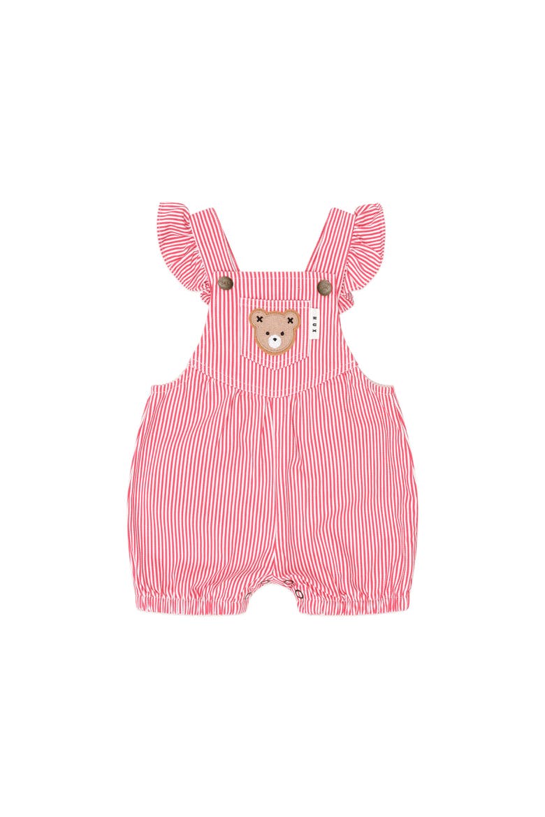Classic Stripe Bubble Romper, Main, color, Geranium/ Almond Milk