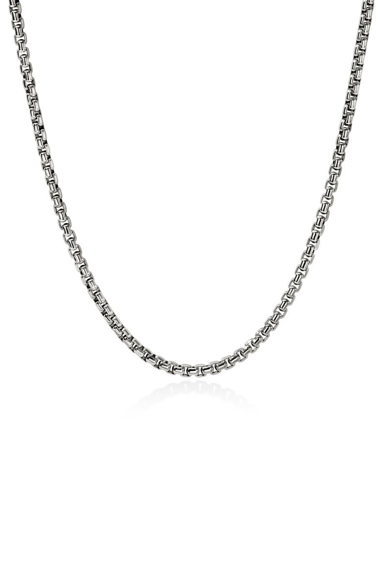 Box Chain Necklace, 3.7mm, Main, color, STERLING SILVER