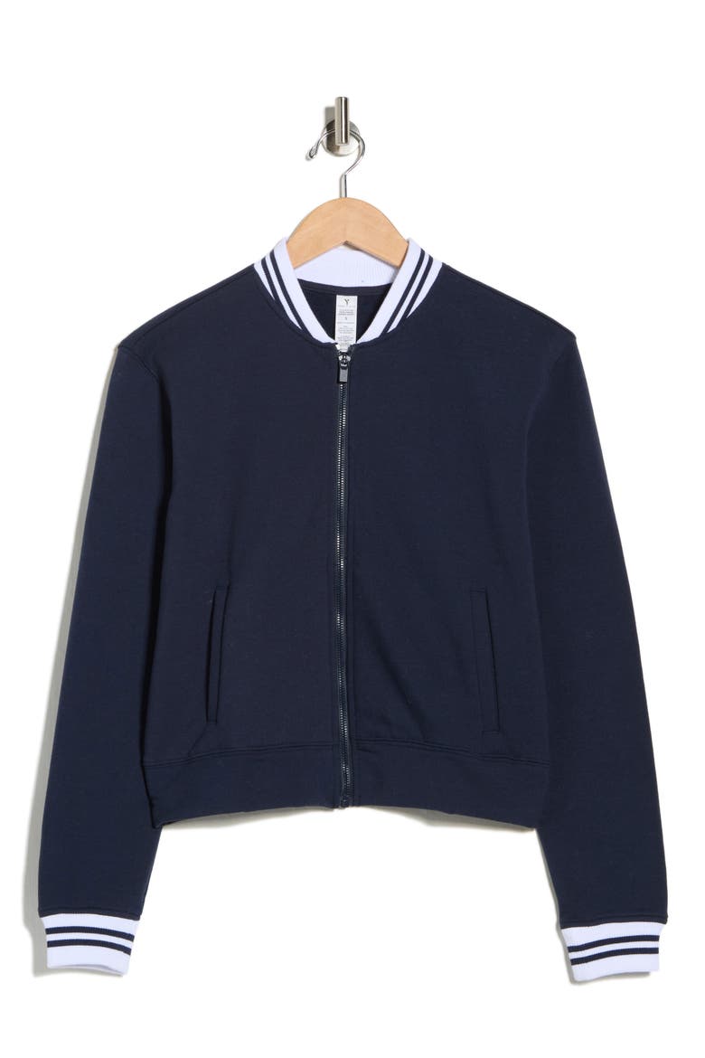 Cloud Plush Prime League Bomber Jacket, Alternate, color, DEEP ABYSS/ WHITE