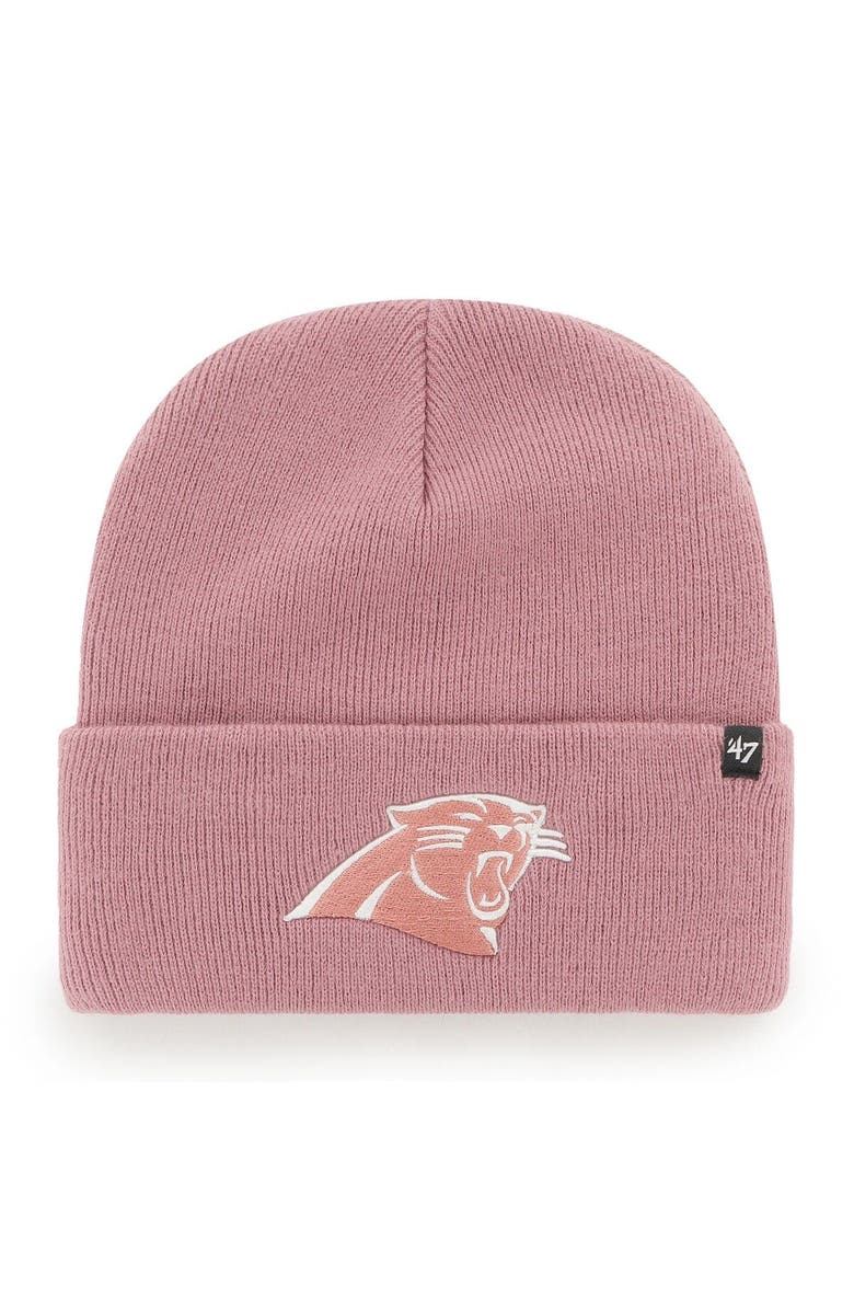 '47 Women's '47 Pink Carolina Panthers Haymaker Cuffed Knit Hat, Main, color,