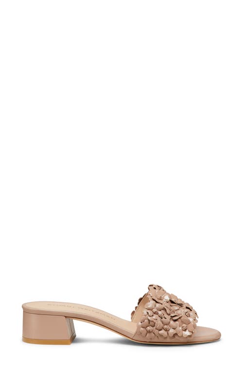 Stuart Weitzman Meadow Flower Leather Slides In Fawn