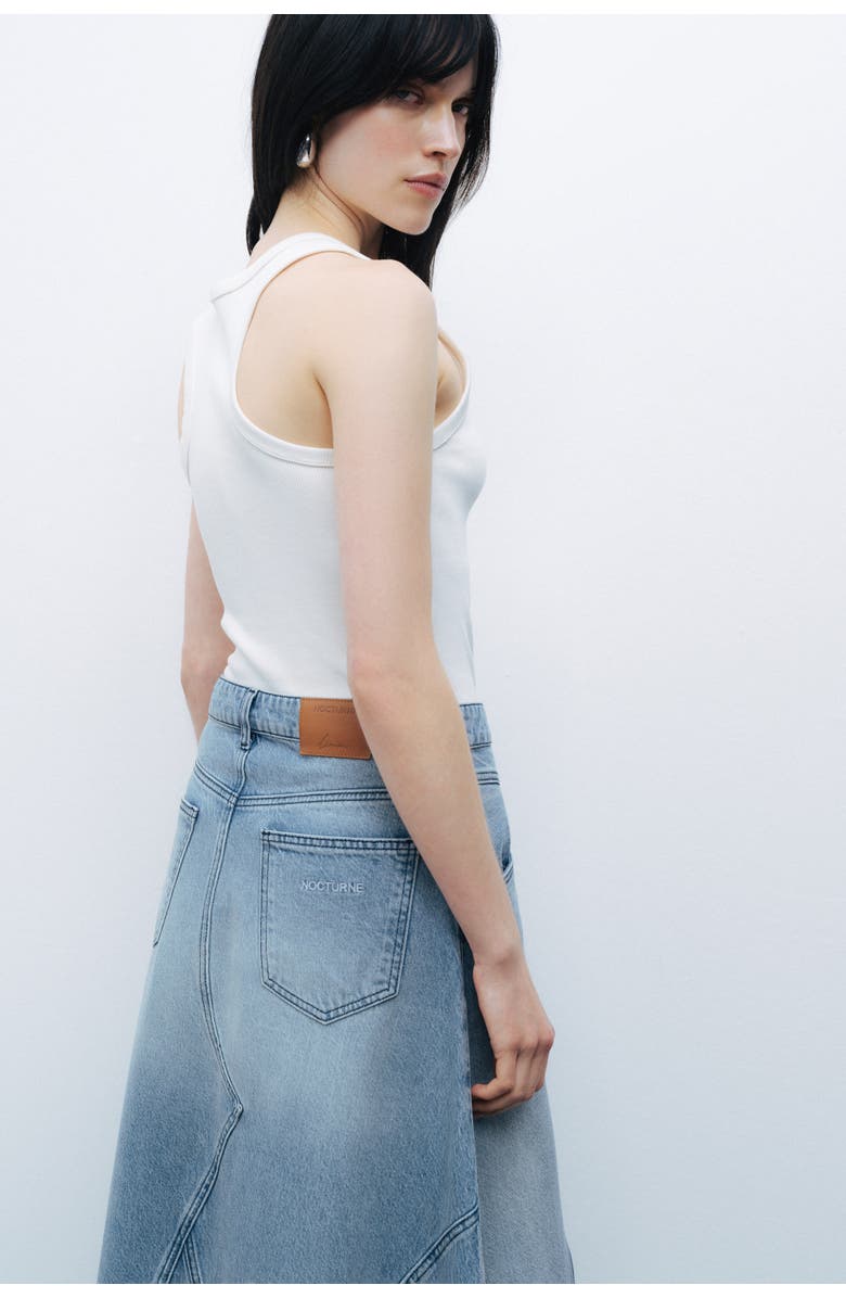 Nocturne Slit Detailed Maxi Denim Skirt, Alternate, color,