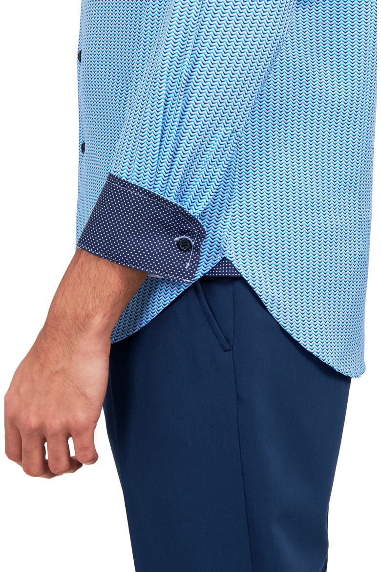 Zig Zag Print Stretch Performance Dress Shirt, Alternate, color, BLUE