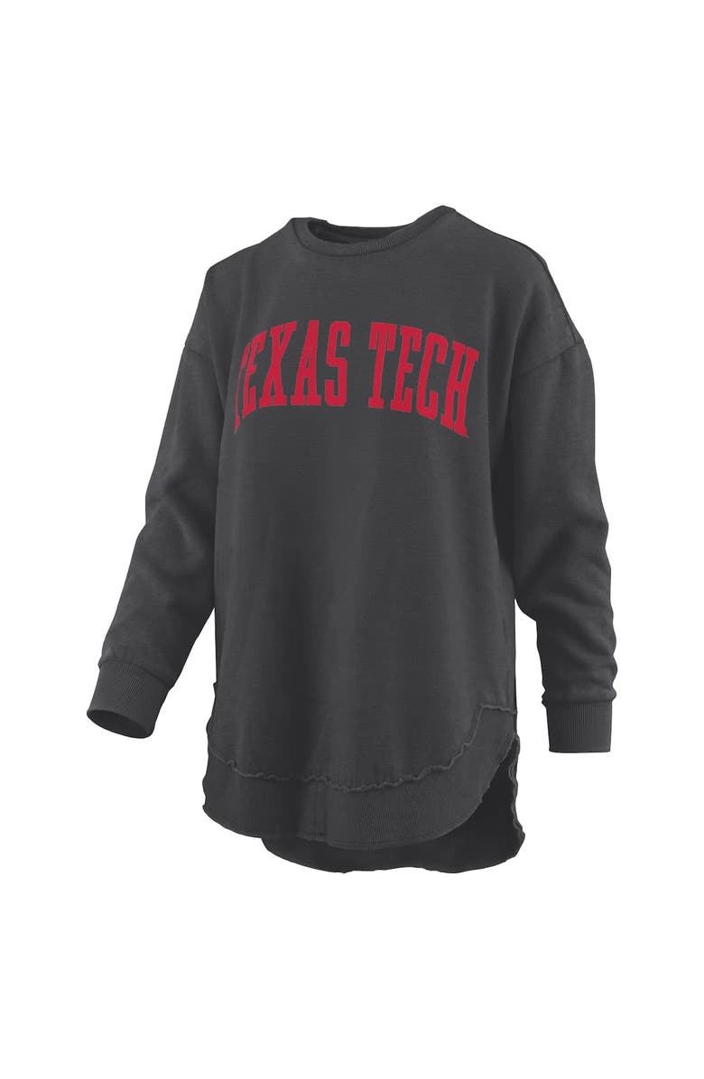 PRESSBOX Women's Pressbox  Black Texas Tech Red Raiders Melange Poncho Vintage Fleece Long Sleeve Pullover Sweatshirt, Alternate, color, Black