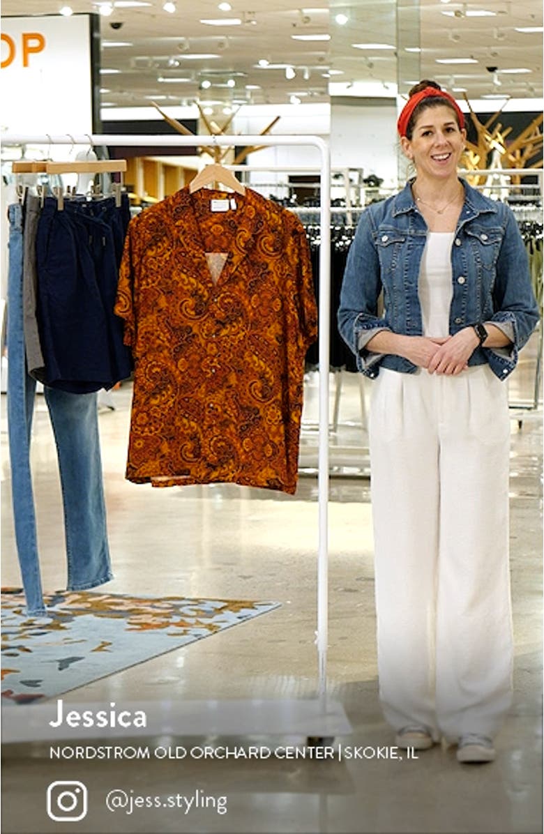 Floral Paisley Relaxed Revere Button-Up Shirt, sales video thumbnail