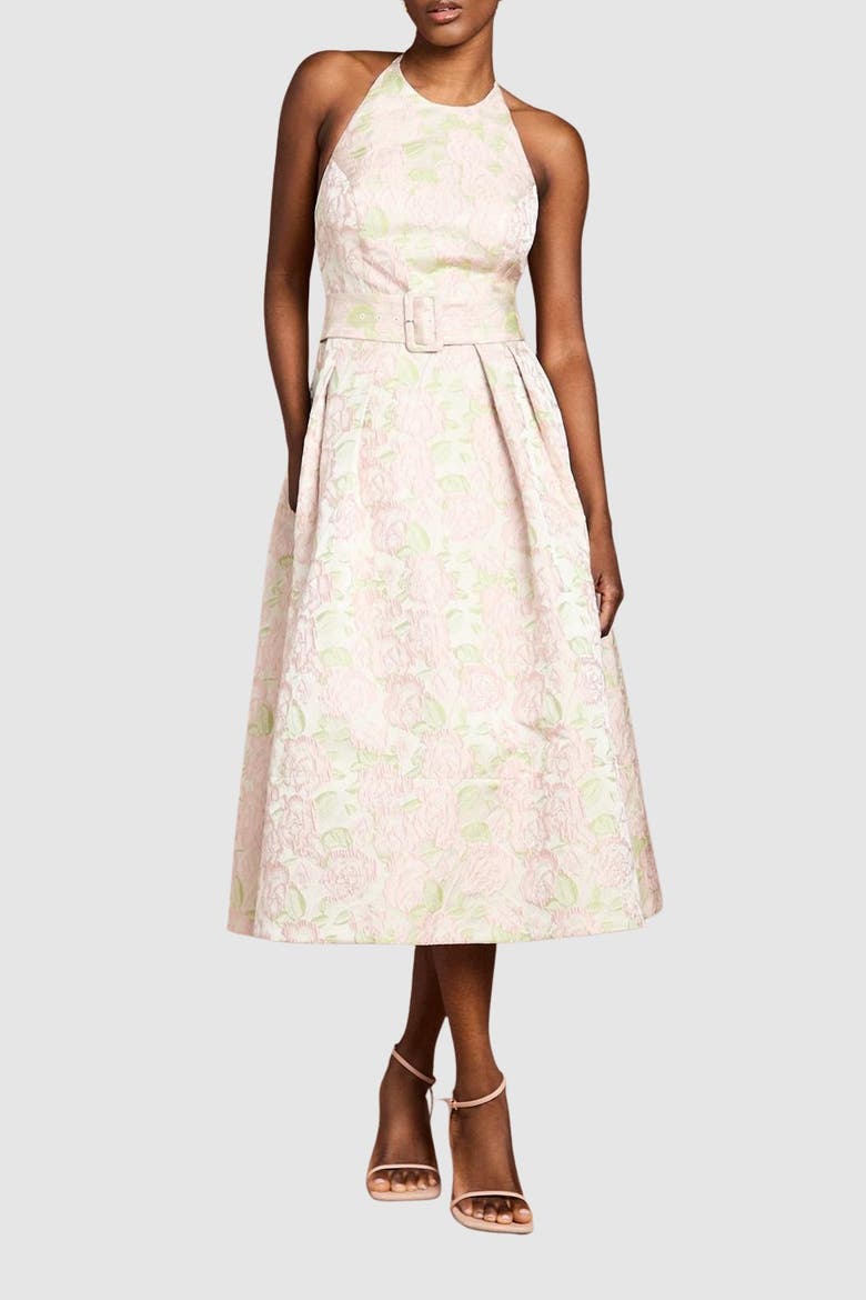 Halter Neck Midi Dress, Alternate, color, Neutral