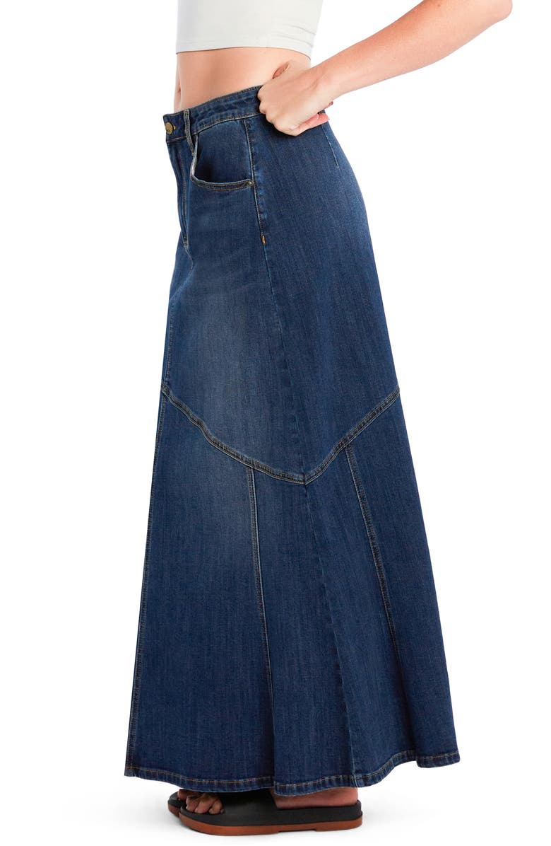 Wash Lab Denim Seamed Denim Maxi Skirt, Alternate, color, Vintage Blue
