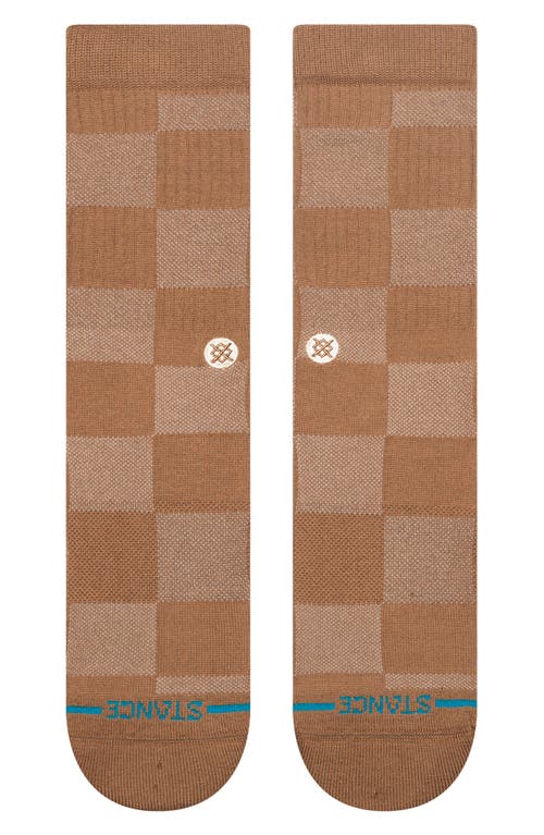 Stance Down And Out Geo Jacquard Cotton Blend Crew Socks In Brown