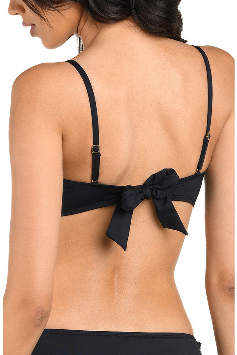 Island Ruffle Bandeau Bikini Top, Alternate, color, BLACK