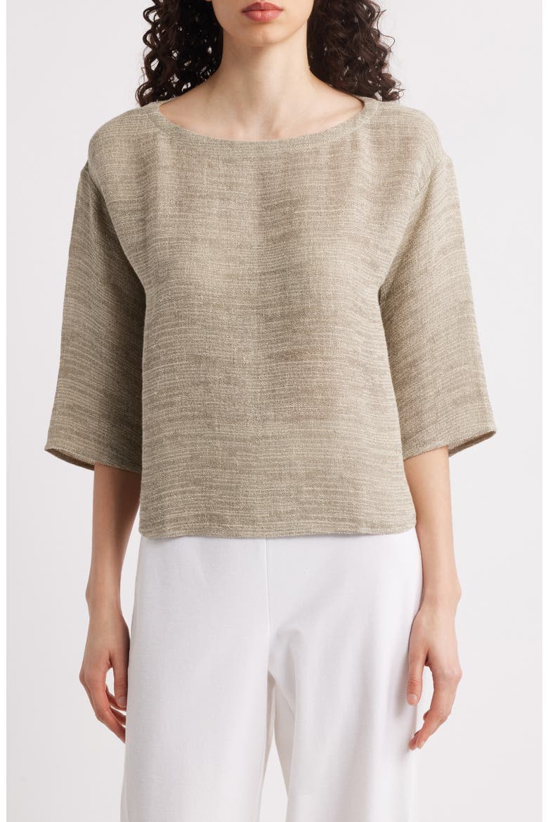 Bateau Neck Organic Linen Blend Top, Main, color, NATURAL WHITE