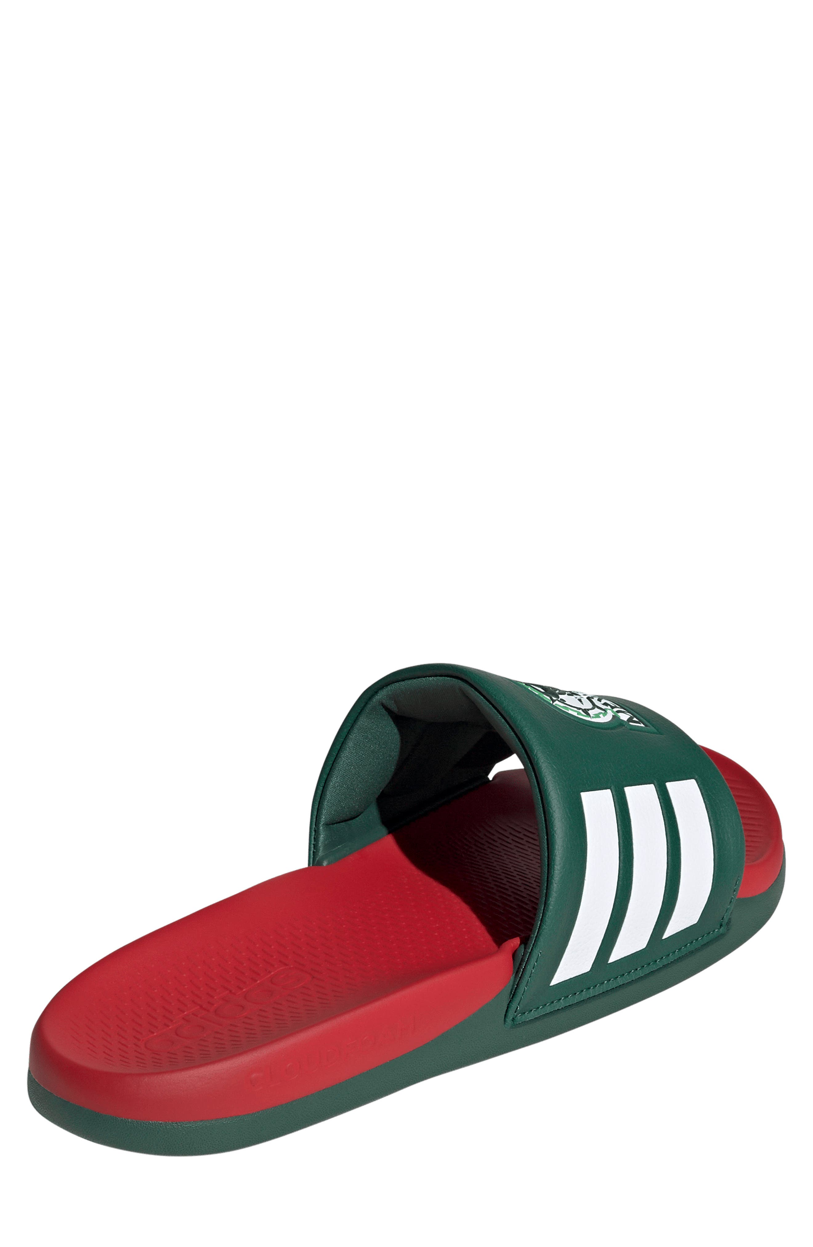 adidas Gender Inclusive Adilette Comfort 2.0 Mexico Slide Sandal, Alternate, color, Dark Green/ Scarlet/ White