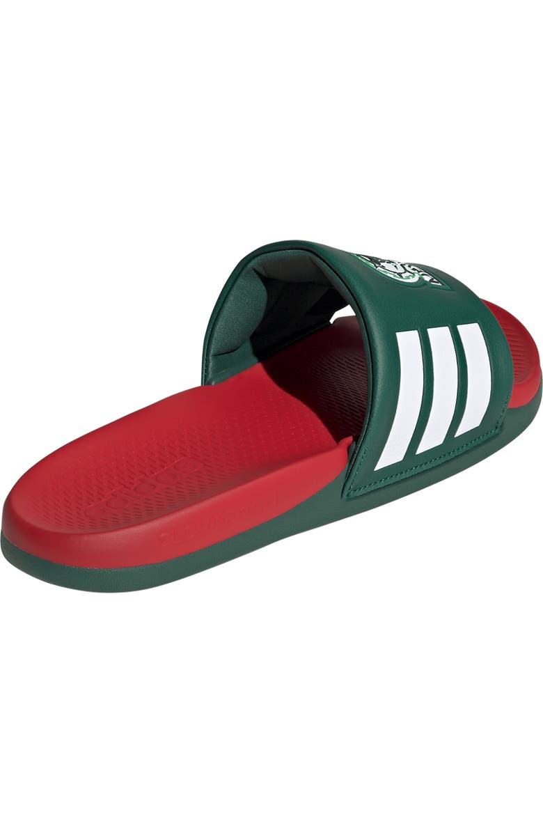 adidas Gender Inclusive Adilette Comfort 2.0 Mexico Slide Sandal, Alternate, color, Dark Green/ Scarlet/ White
