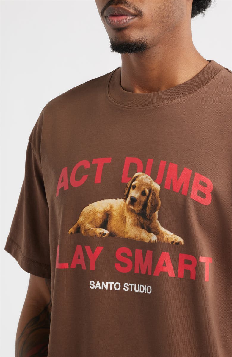 SANTO STUDIO Act Dumb Play Smart Graphic T-Shirt, Alternate, color, Brown