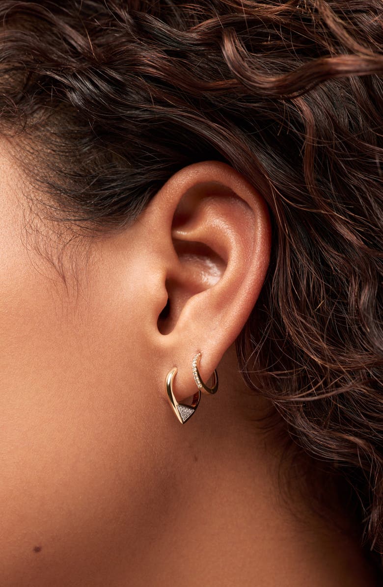 Ana Luisa Solid Yellow Gold - Trillion Diamond Hoops, Alternate, color, Gold