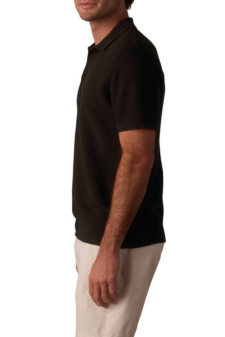 BreezeKnit Short Sleeve Button-Up Shirt, Alternate, color, DARK BROWN