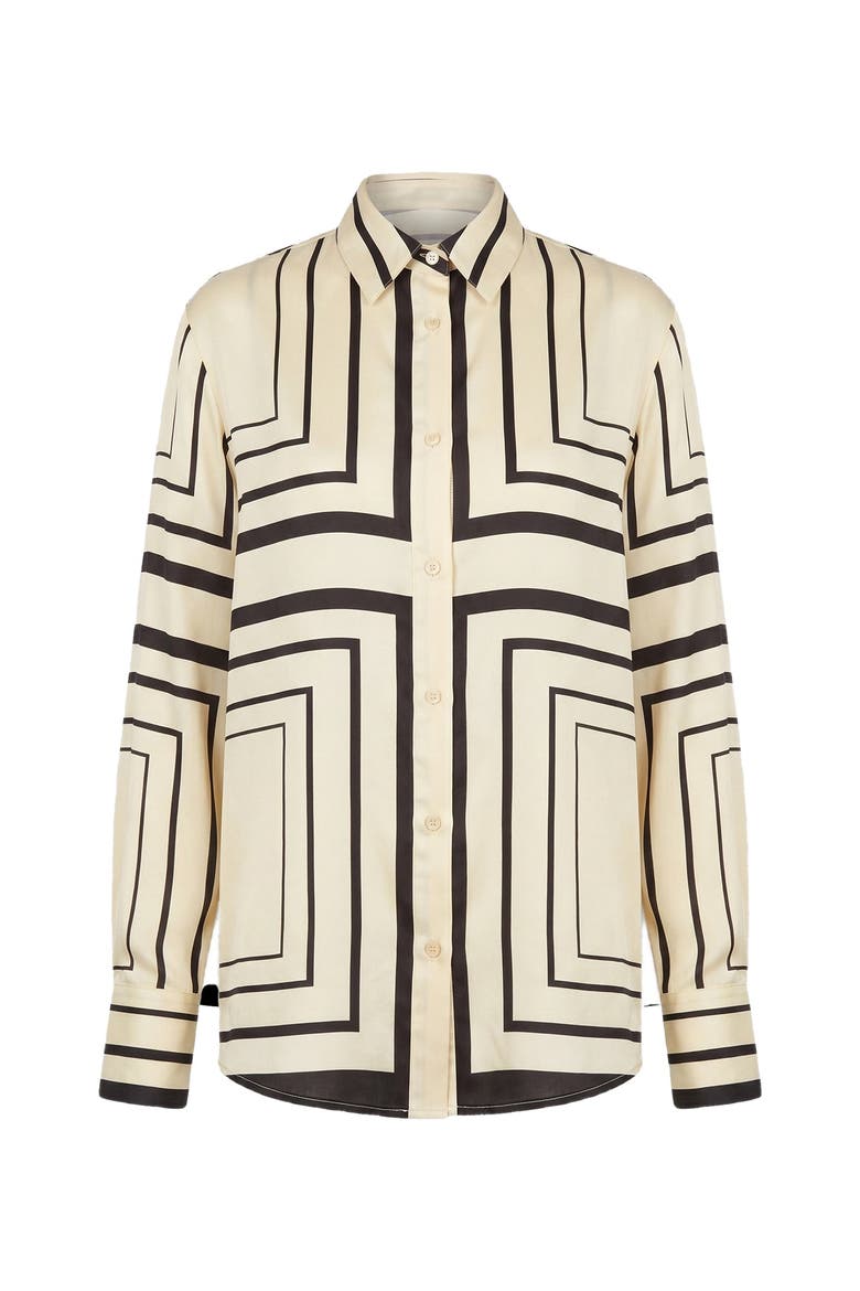 Iris Shirt, Alternate, color, Ivory  Black Scarf Print