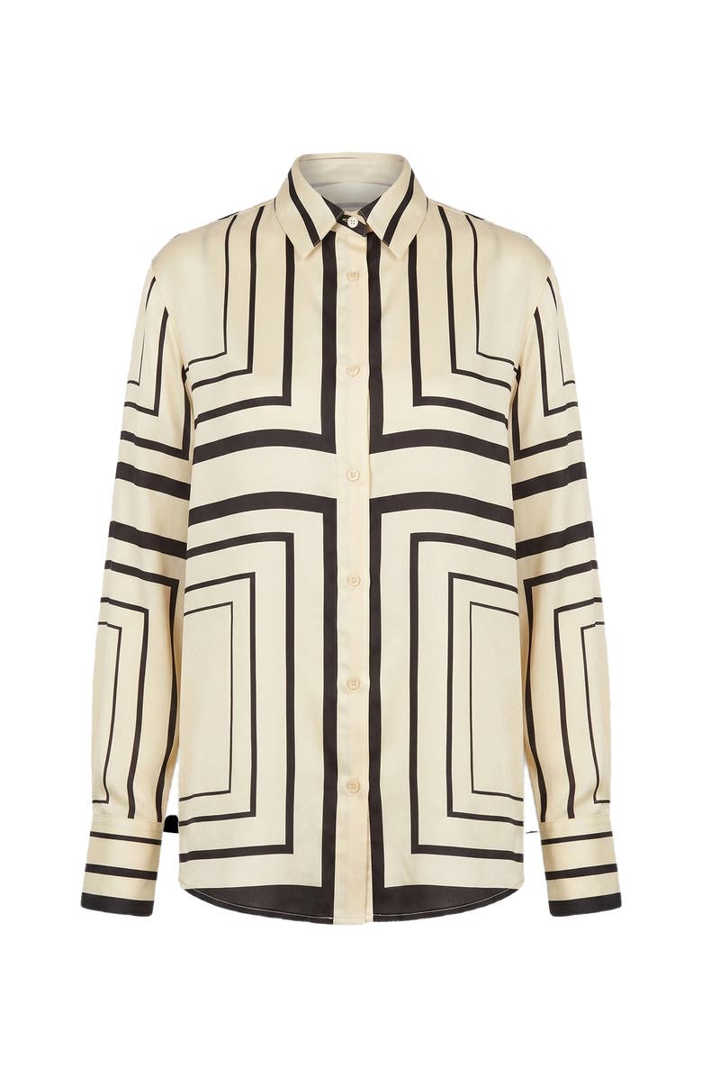 NICHOLAS Iris Shirt, Alternate, color, Ivory  Black Scarf Print