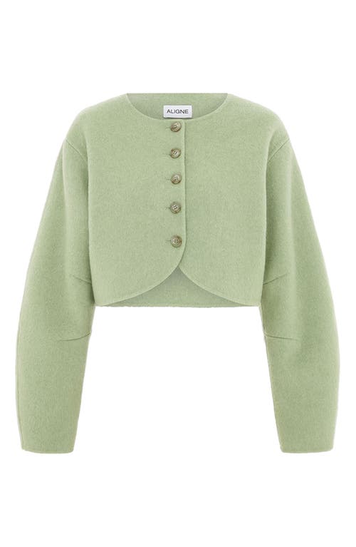 Aligne Angelina Wool Blend Crop Jacket In Green