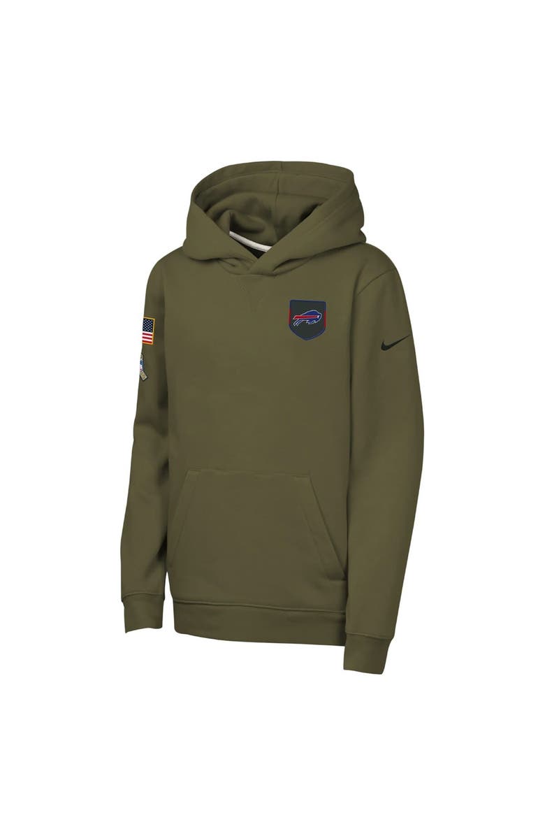 Nike Youth Nike Olive Buffalo Bills 2025 Salute to Service Club Fleece Hoodie, Alternate, color, Olive