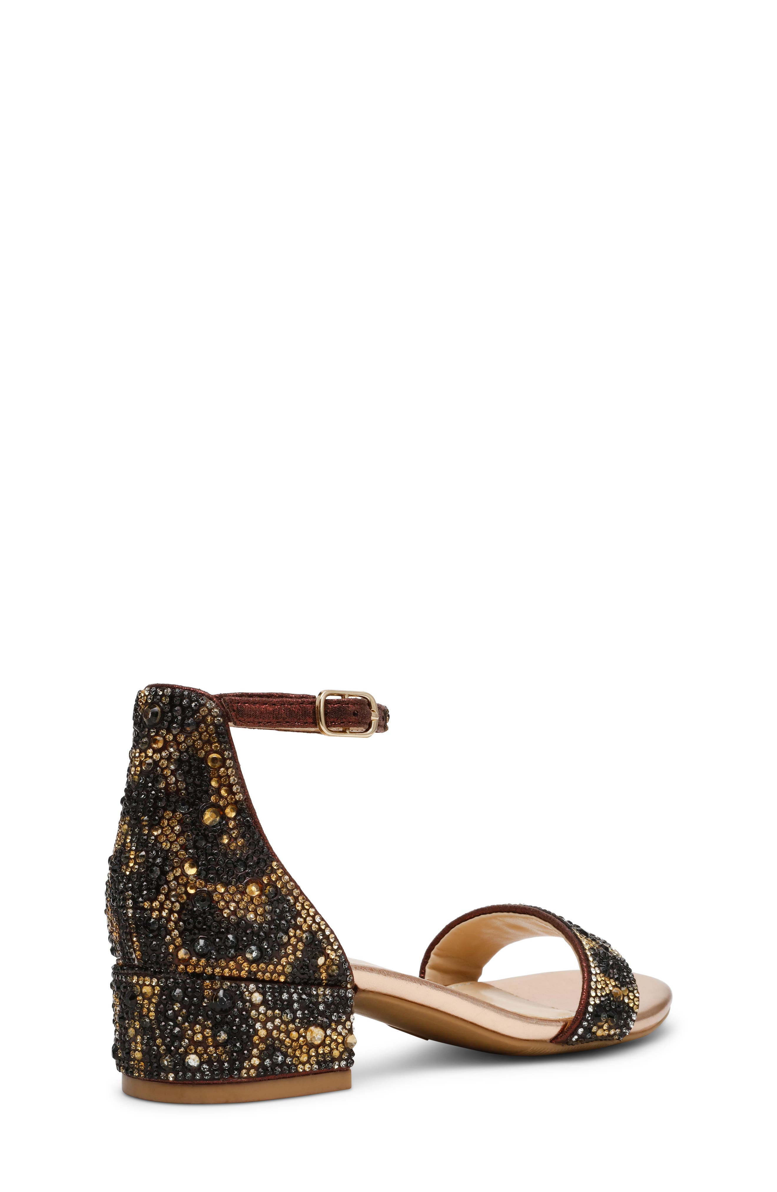 Betsey Johnson Rhinestone Ankle Strap Sandal, Alternate, color, Leopard