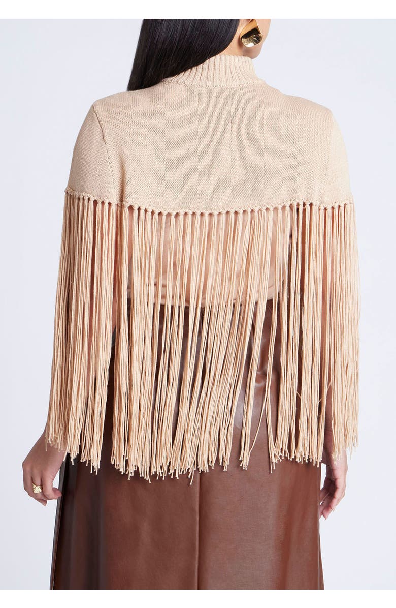 ELOQUII Fringe Half Sweater, Alternate, color, Camel