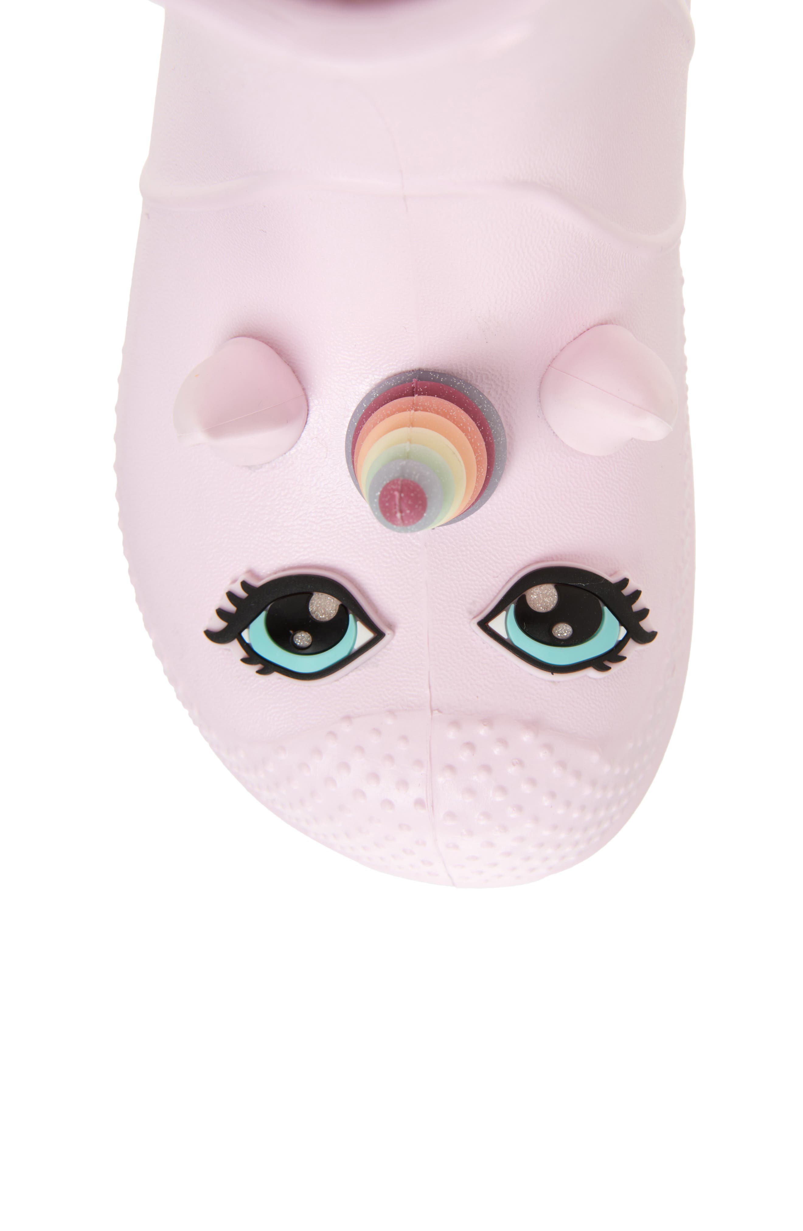 CROCS Kids
 Handle It Unicorn Rain Boot, Alternate, color, Pink Milk