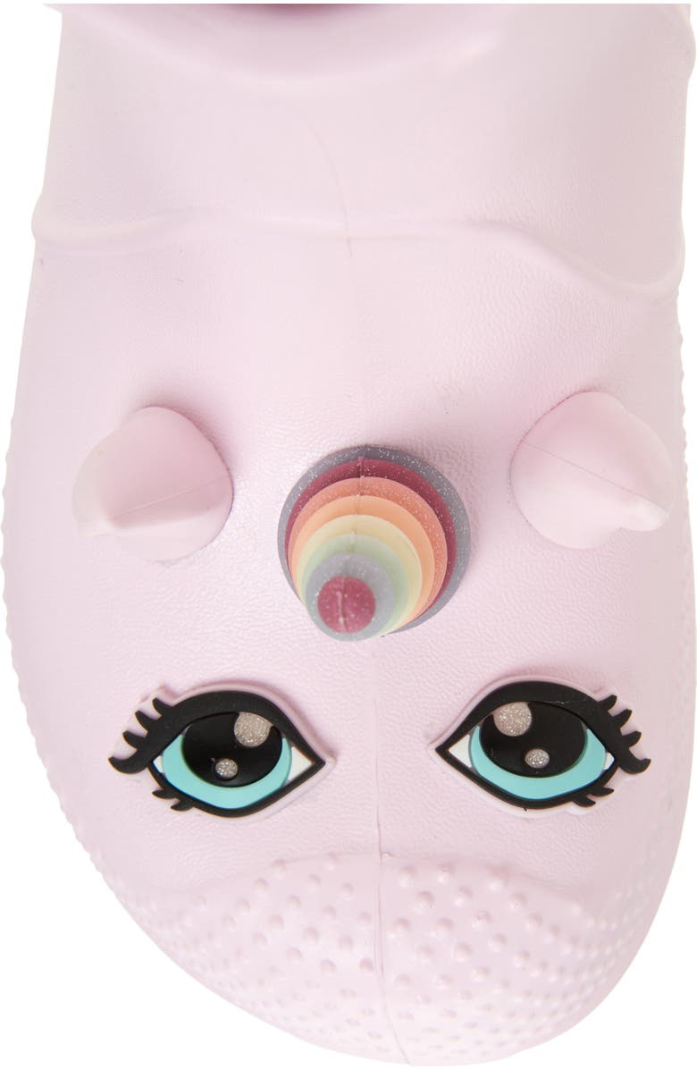 CROCS Kids' Handle It Unicorn Rain Boot, Alternate, color, Pink Milk