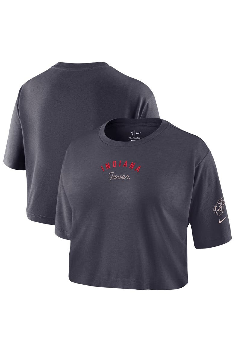Women's Nike  Charcoal Indiana Fever Studio Cropped T-Shirt, Main, color, Charcoal