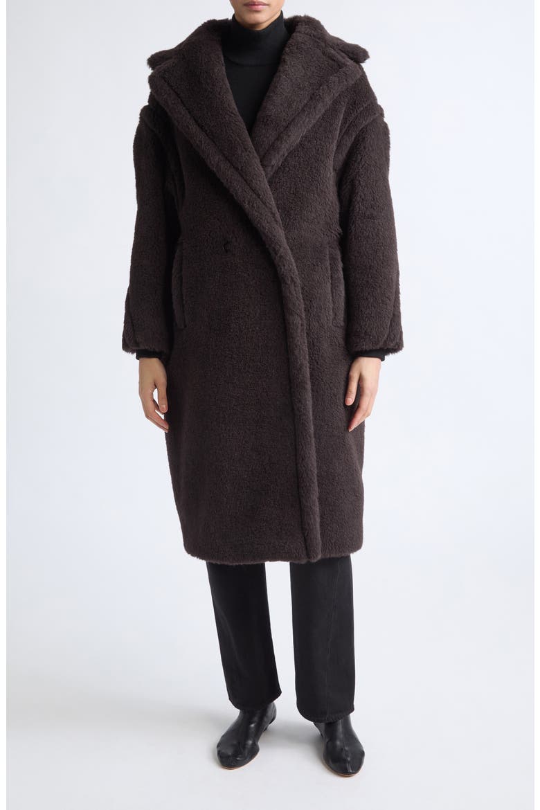 Tedgirl Oversize Double Breasted Alpaca Blend Coat, Main, color, DARK BROWN