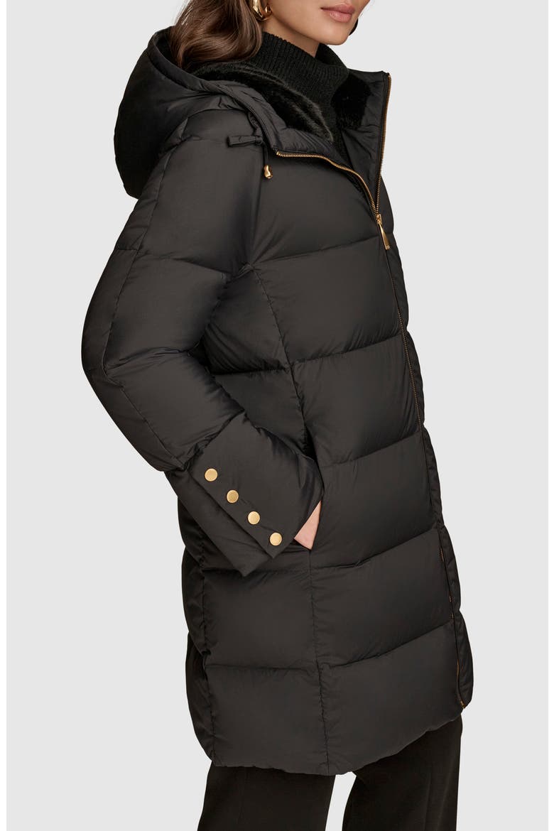 Water Resistant Hooded Down Puffer Coat, Alternate, color, BLACK