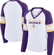FANATICS Women's Fanatics White/Purple Minnesota Vikings Redzone Blitz Package Raglan Lace-Up V-Neck Long Sleeve T-Shirt