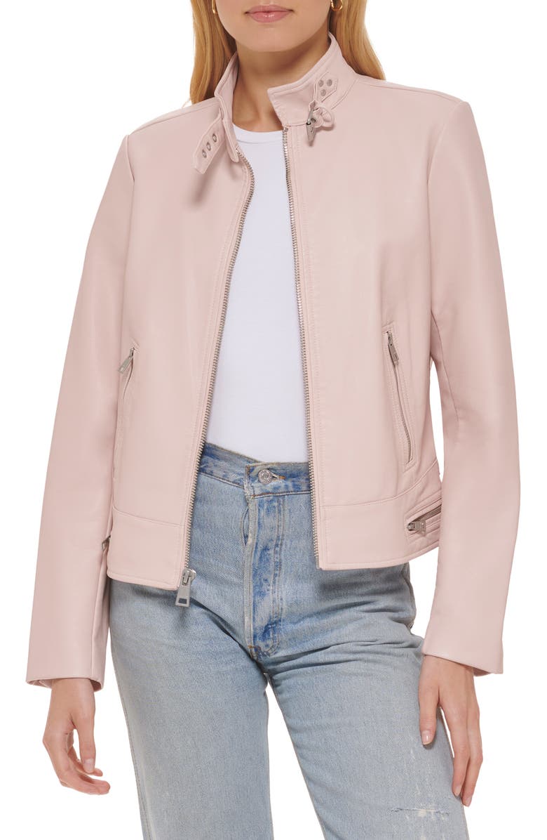 Levi's <sup>®</sup> Women's Faux Leather Racer Jacket, Main, color, Peach Blossom