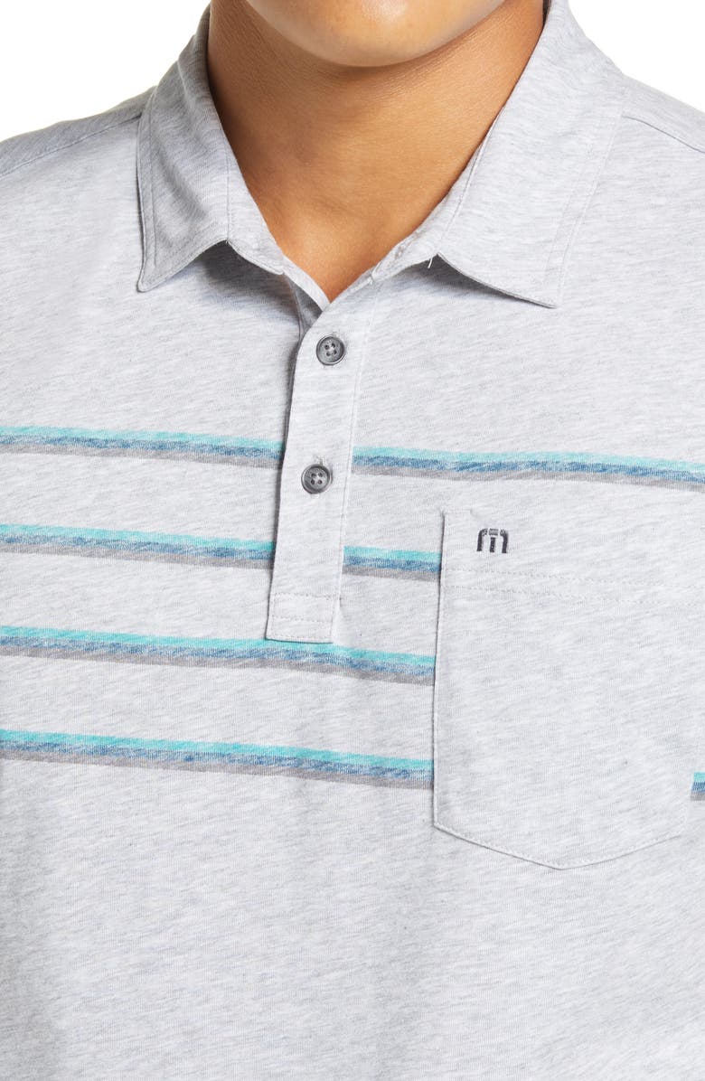 TravisMathew Overboard Stripe Pocket Polo, Alternate, color, Heather Grey