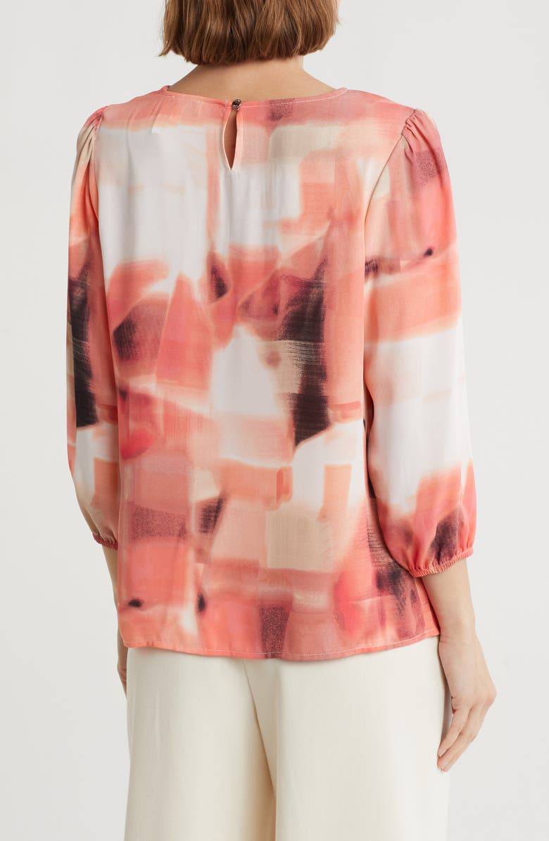 DKNY Three-Quarter Sleeve Georgette Top, Alternate, color, Coral Crush