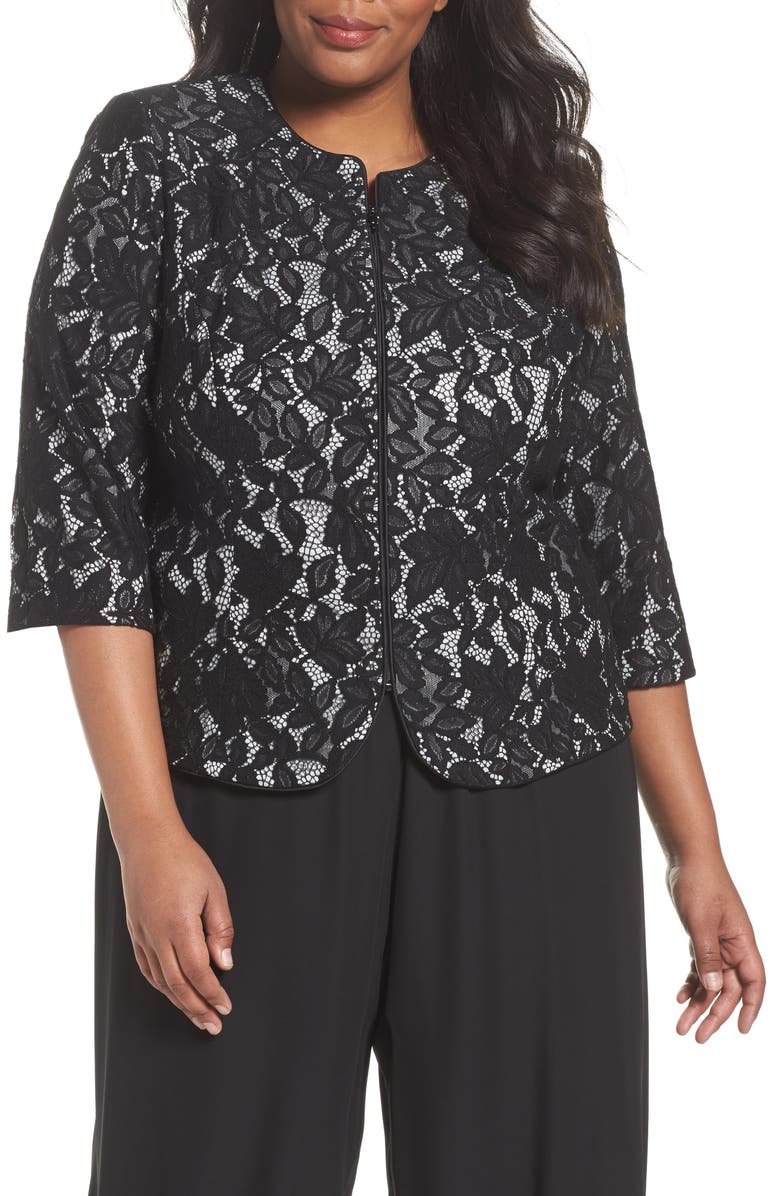 Alex Evenings Lace Jacket, Main, color, 