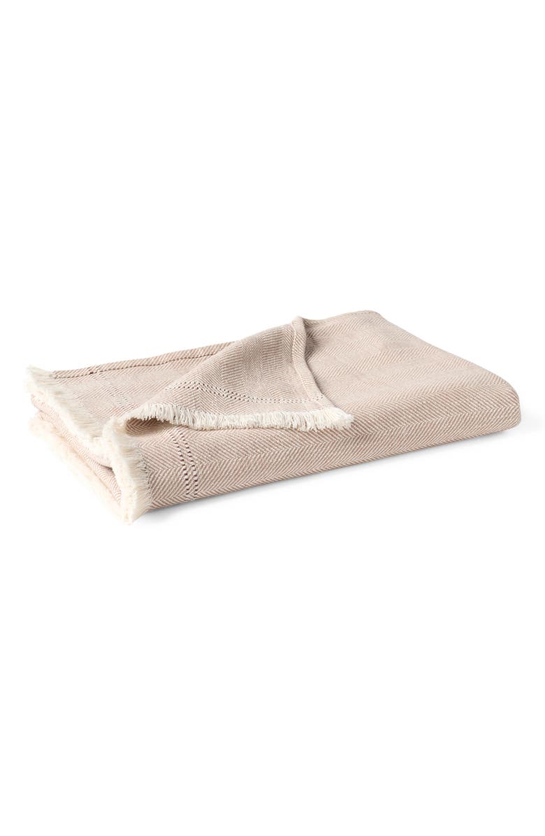 Coyuchi Canyon Organic Cotton Throw Blanket, Main, color, Praline Herringbone